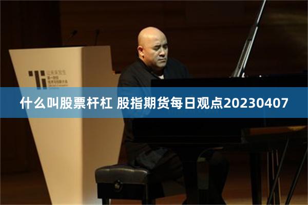 什么叫股票杆杠 股指期货每日观点20230407